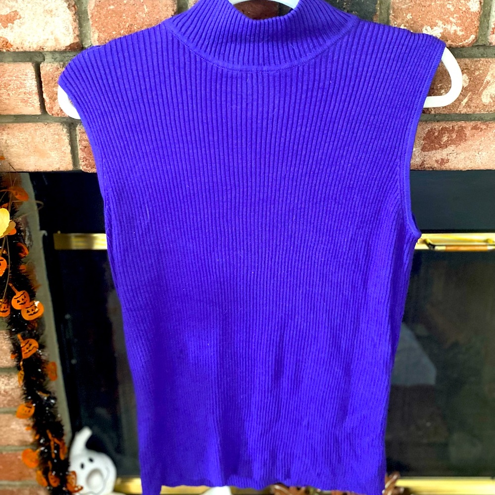 Dana Buchman purple sleeveless turtleneck.